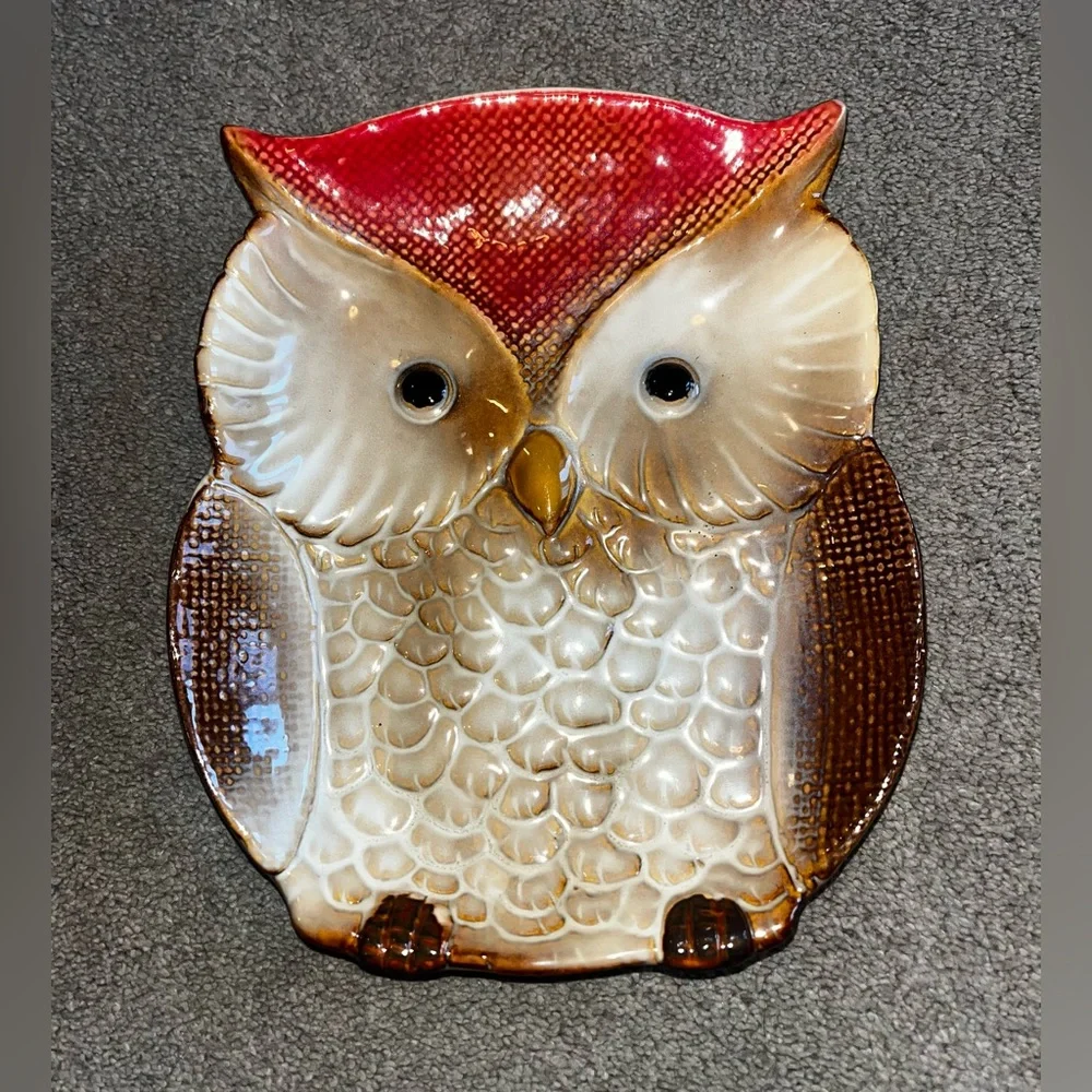 Ceramic Owl Boho Style Plate Decor